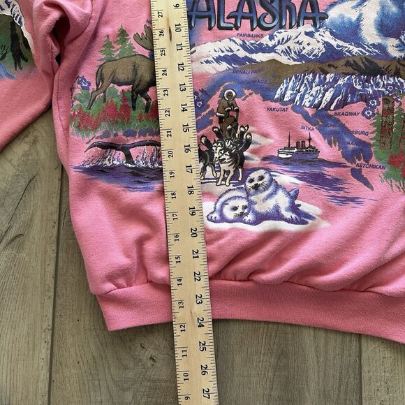 Vintage 90's Lifestyles Resort Alaska Collared Sweatshirt Mens Medium Wildlife - Picture 3 of 7